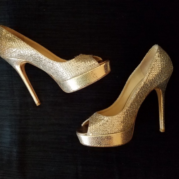 JIMMY CHOO Champagne Glitter "Luna" Heels...RARE! - Picture 3 of 11
